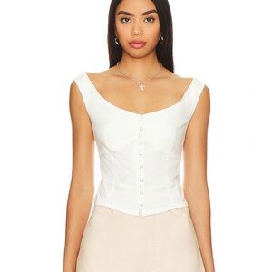 More To Come Faux Button Front White Blouse Sz M